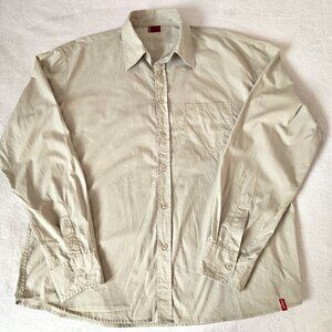 Vintage 90's Men's Levi's Red Tab Khaki/Tan Cotton Button-Down Shirt L